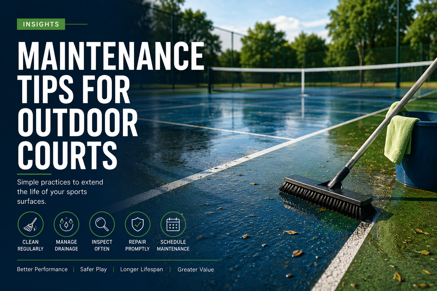 Maintenance Tips for Outdoor Courts infographic